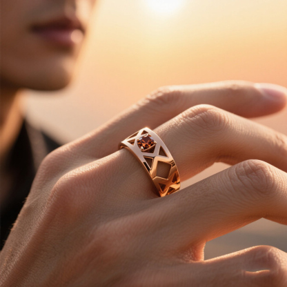 Sotiya Hollow Cross Solitaire Coffee Cushion Cut Men's Promise Ring Sterling Silver-Sotiya