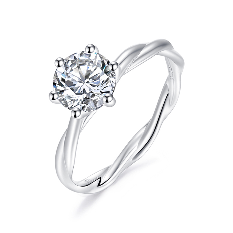 Sotiya Solitaire Twist Round Cut Moissanite Engagement Ring Sterling Silver-Sotiya