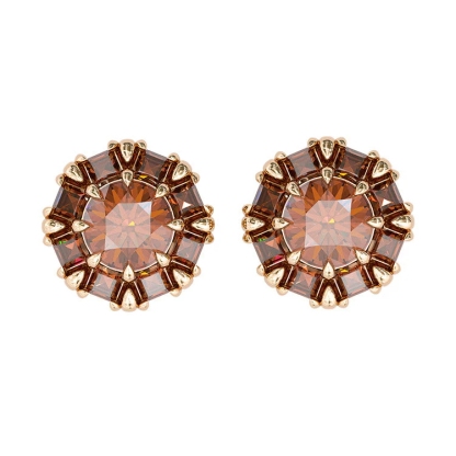 Sotiya Halo Round Cut Coffee Stud Earrings Sterling Silver-Sotiya