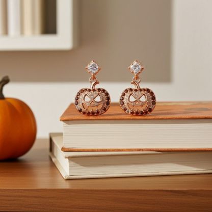 Sotiya Pumpkin Skull Inspired Coffee Drop Earrings Sterling Silver-Sotiya