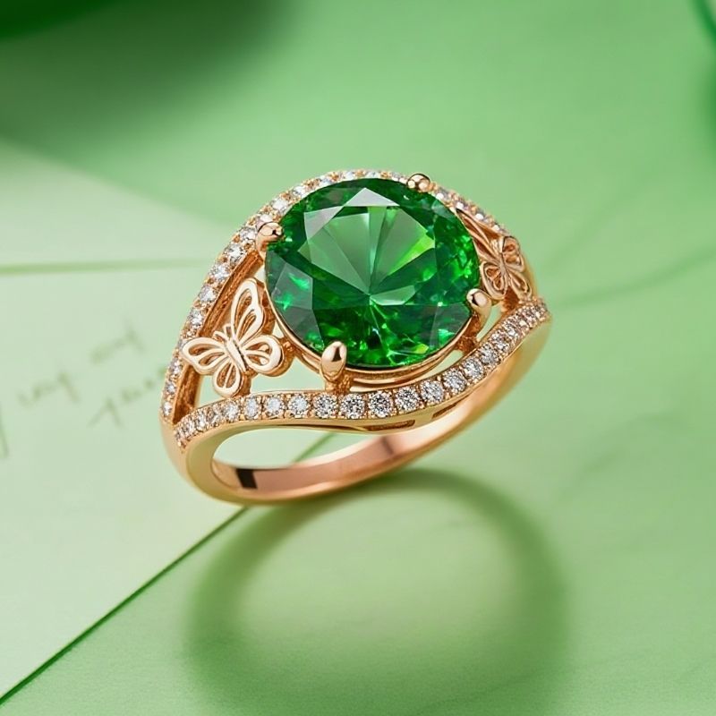 Sotiya Butterfly Round Cut Coffee Engagement Ring Sterling Silver-Sotiya