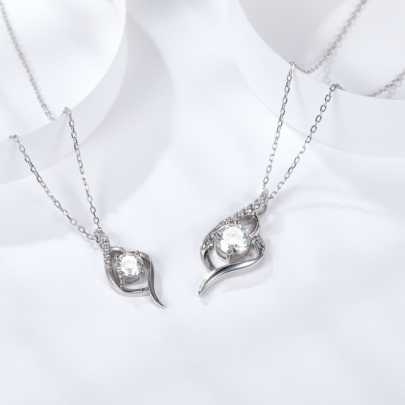 Sotiya Twist Round Cut Moissanite Necklace Sterling Silver-Sotiya