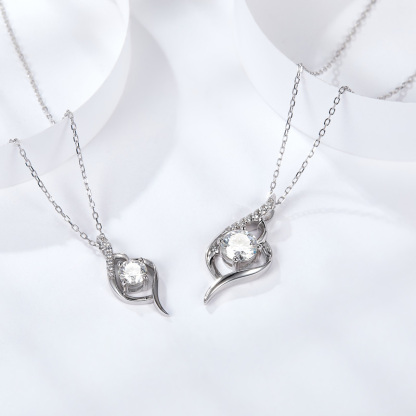 Sotiya Twist Round Cut Moissanite Necklace Sterling Silver-Sotiya