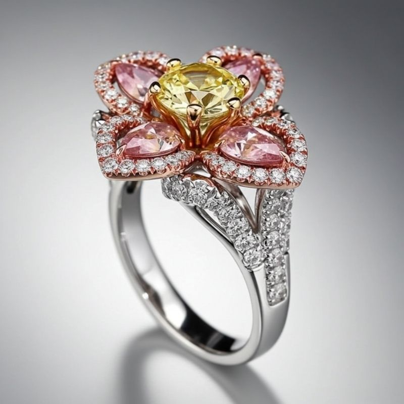 Sotiya Four Leaf Clover Round Cut Engagement Ring Sterling Silver-Sotiya