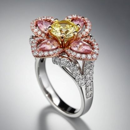 Sotiya Four Leaf Clover Round Cut Engagement Ring Sterling Silver-Sotiya