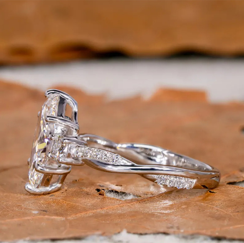 Sotiya Marquise Cut Three Stone Twist Engagement Ring Sterling Silver