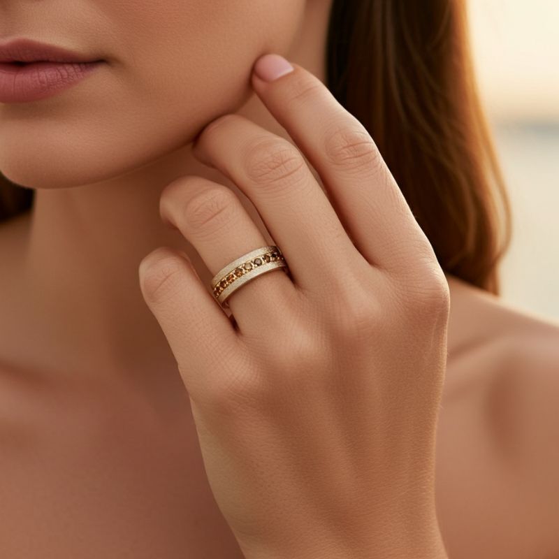 Sotiya Sandblasted Coffee Unisex Wedding Ring Eternity Band Sterling Silver-Sotiya