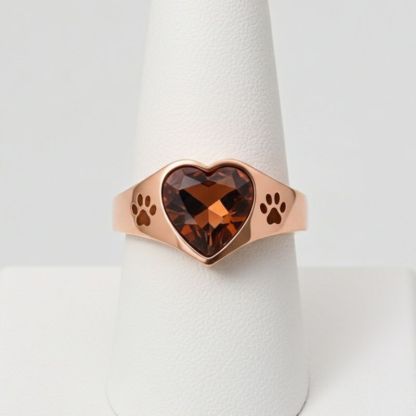 Sotiya Pet Cat Dog Paw Solitaire Coffee Heart Cut Engagement Ring Sterling Silver-Sotiya