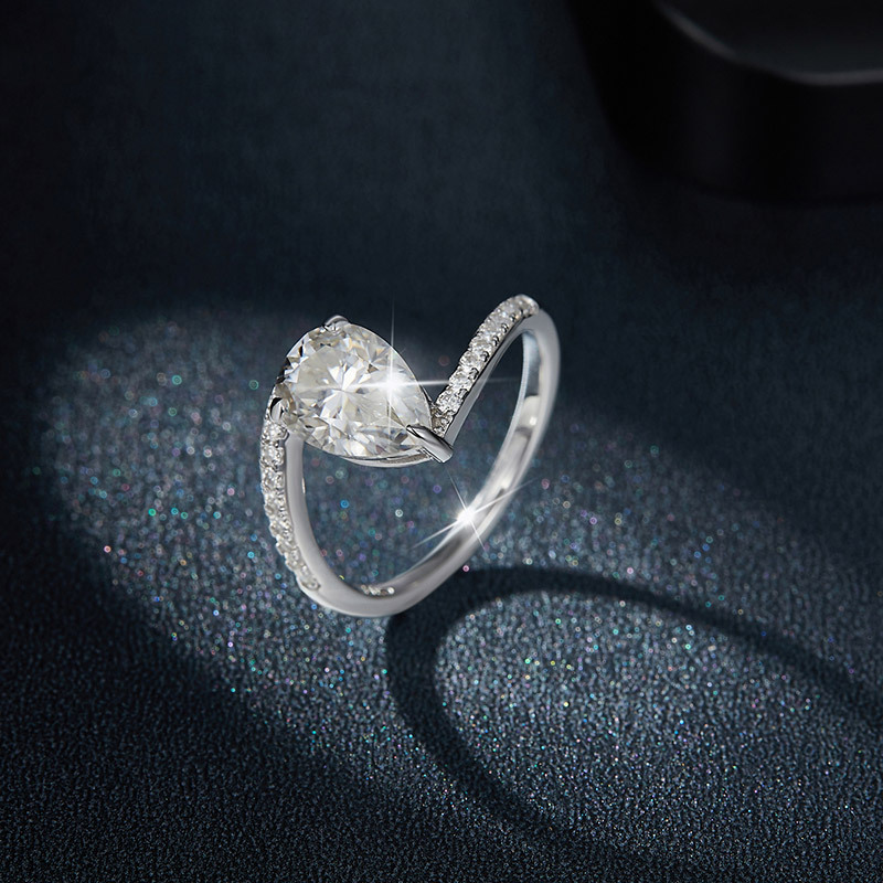 Sotiya Bypass Pear Cut Moissanite Engagement Ring Sterling Silver-Sotiya