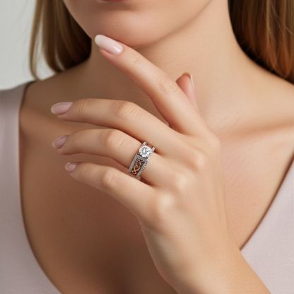 Sotiya Vintage Celtic Knot Round Cut Engagement Ring Sterling Silver-Sotiya