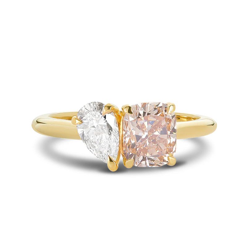 Sotiya Toi et Moi Pear and Cushion Cut Two Stone Engagement Ring High-carbon Zircon Sterling Silver-Sotiya