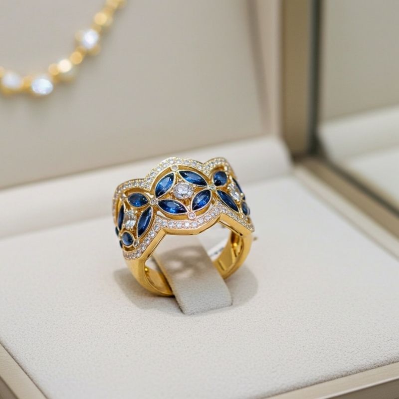 Sotiya Round and Marquise Cut Flower Ring Sterling Silver-Sotiya