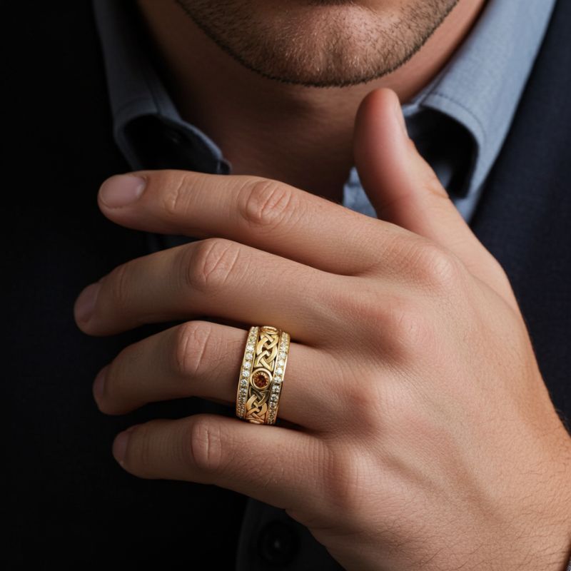 Sotiya Vintage Celtic Knot Round Cut Coffee Unisex Eternity Ring Sterling Silver