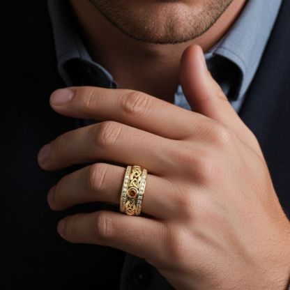 Sotiya Vintage Celtic Knot Round Cut Coffee Unisex Eternity Ring Sterling Silver