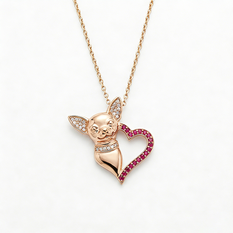 Sotiya Cute Chihuahua Dog Necklace Sterling Silver-Sotiya