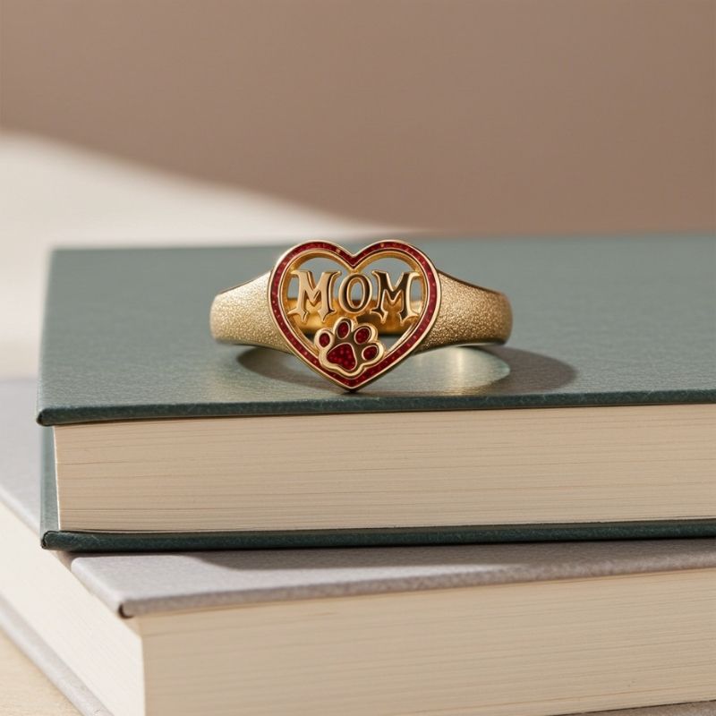 Sotiya Best Buds Comic Dog Paw Inspired Love MOM Ring Sterling Silver-Sotiya