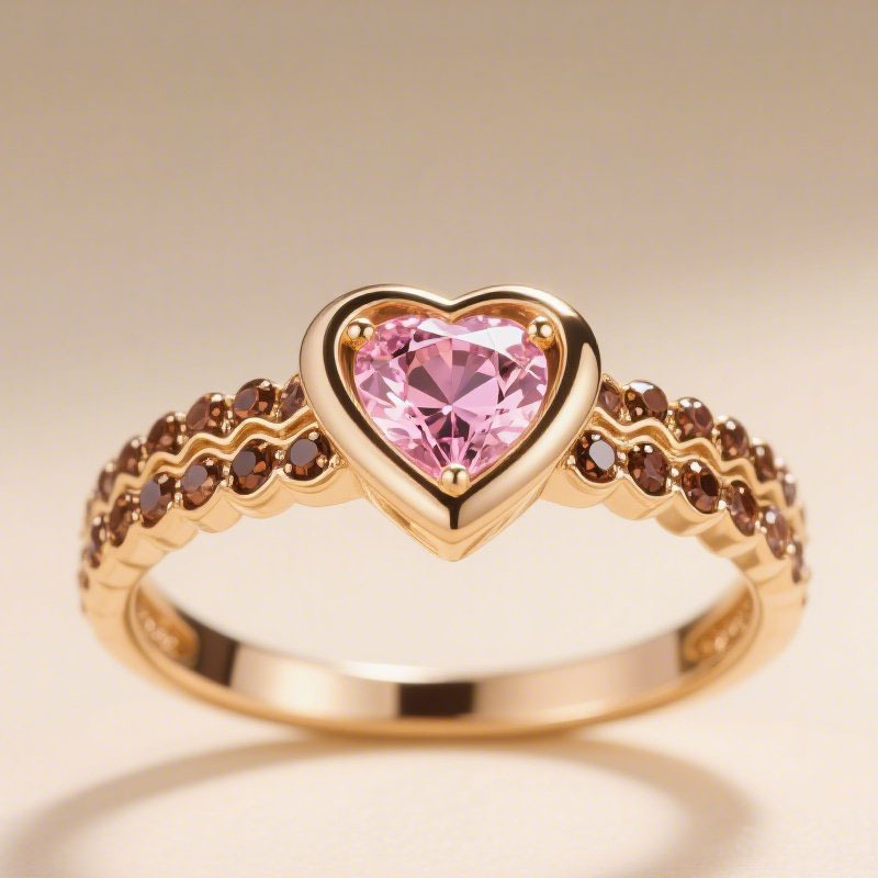 Sotiya Pink Heart Cut Coffee Engagement Ring Sterling Silver-Sotiya