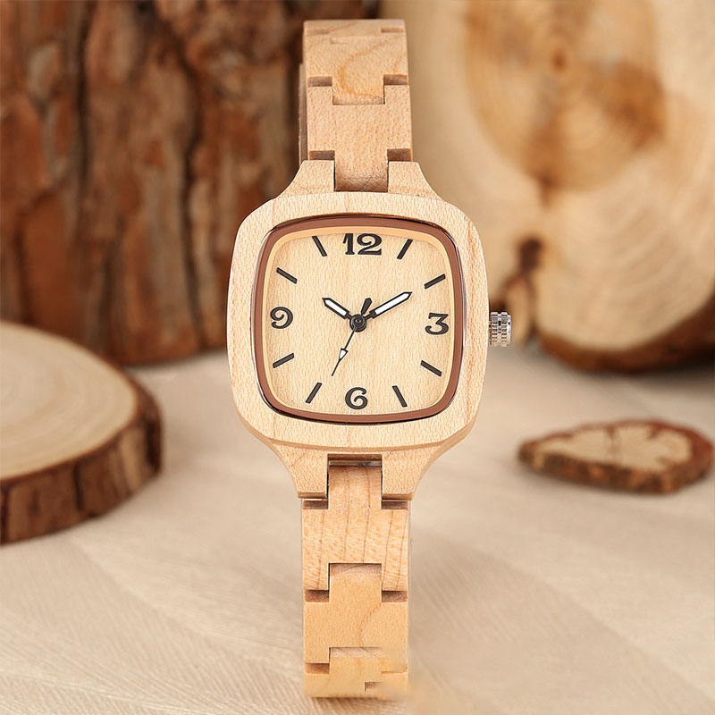 Sotiya Zebra and Maple Square Case Black Digital Face Women's Wooden Watch-Sotiya