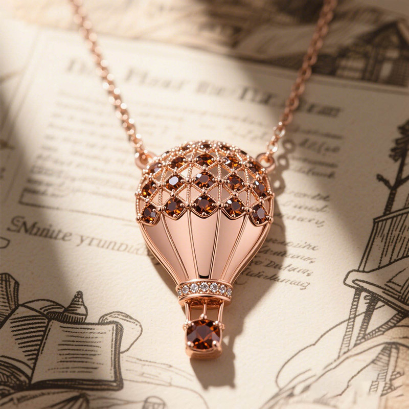 Sotiya Best Buds Coffee Flying House with Balloons Necklace Sterling Silver-Sotiya