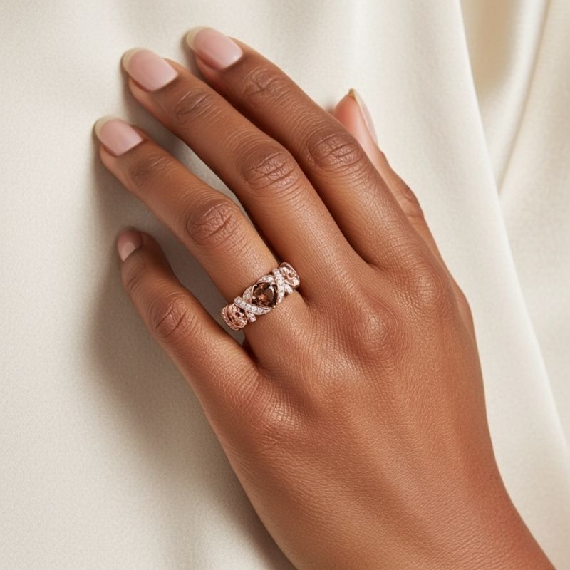 Sotiya Gothic Skull Heart Cut Coffee Women's Wedding Ring Sterling Silver-Sotiya