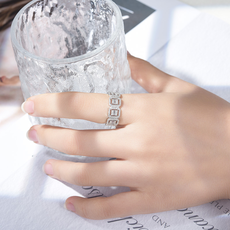 Sotiya Square Moissanite Eternity Ring Sterling Silver-Sotiya