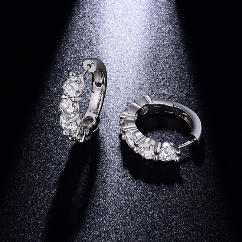 Sotiya Simple Round Cut Moissanite Hoop Earrings Sterling Silver-Sotiya