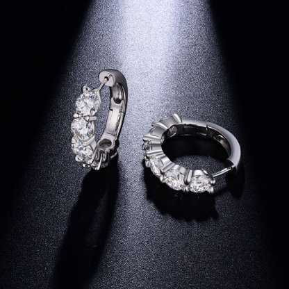 Sotiya Simple Round Cut Moissanite Hoop Earrings Sterling Silver-Sotiya