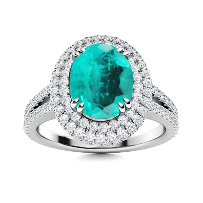 Sotiya Split Shank Double Halo Paraiba Oval Cut Engagement Ring Sterling Silver-Sotiya