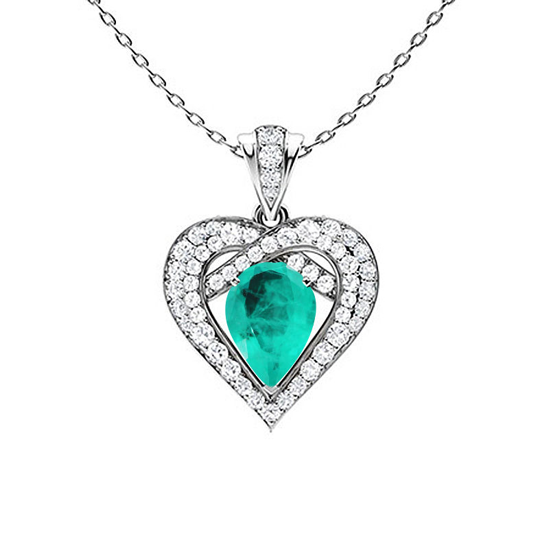 Sotiya Paraiba Pear Cut Heart Necklace Sterling Silver-Sotiya