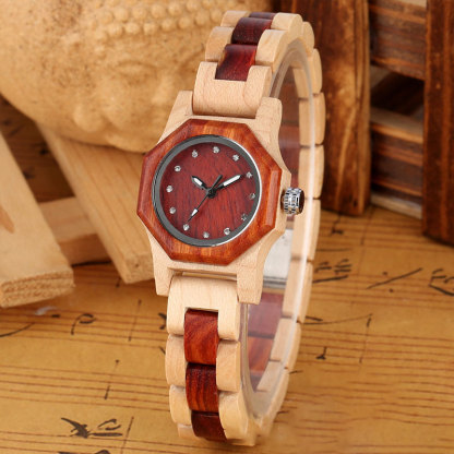 Sotiya Red Sandalwood Quartz Exquisite Ultra-thin Wooden Coffee Brown Watch-Sotiya