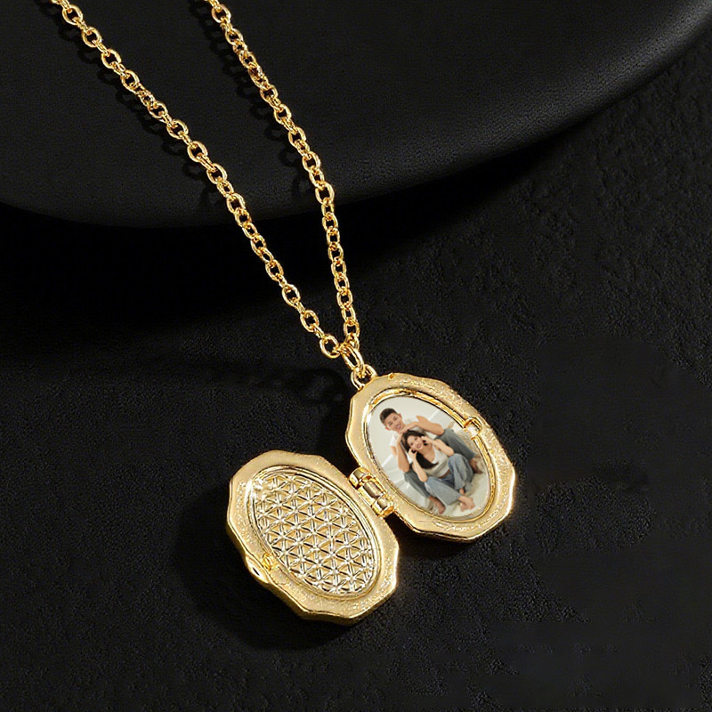 Sotiya Cross Faith Shell Personalized Photo Locket Necklace-Sotiya