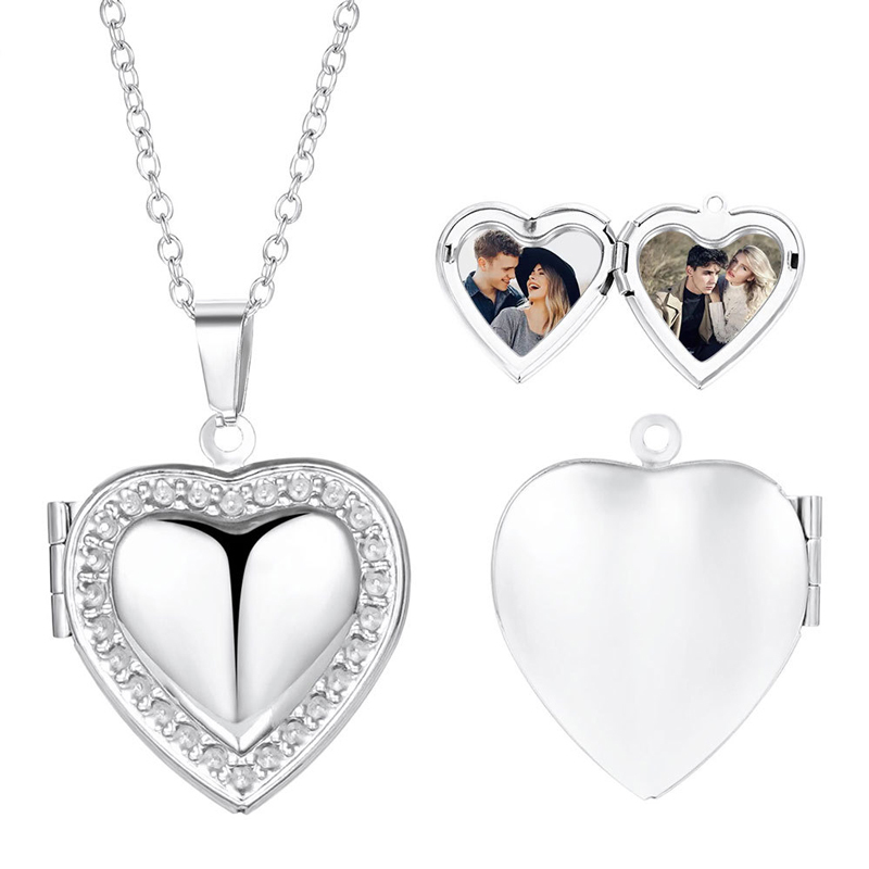 Sotiya Heart Shape Personalized Photo Locket Necklace Stainless Steel-Sotiya