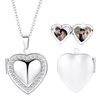 Sotiya Heart Shape Personalized Photo Locket Necklace Stainless Steel-Sotiya