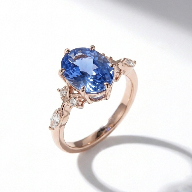 Sotiya Twisted Vine Aquamarine Blue Oval Fantasy Starbrite Cut Engagement Ring Sterling Silver-Sotiya