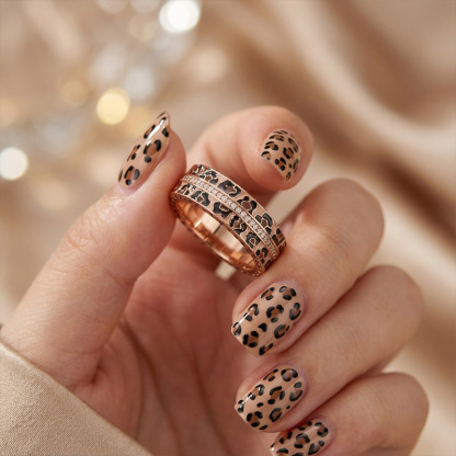 Sotiya Leopard Print Coffee Unisex Eternity Ring Sterling Silver-Sotiya