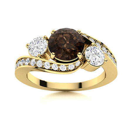 Sotiya Bypass Three Stone Coffee Round Cut Engagement Ring Sterling Silver-Sotiya