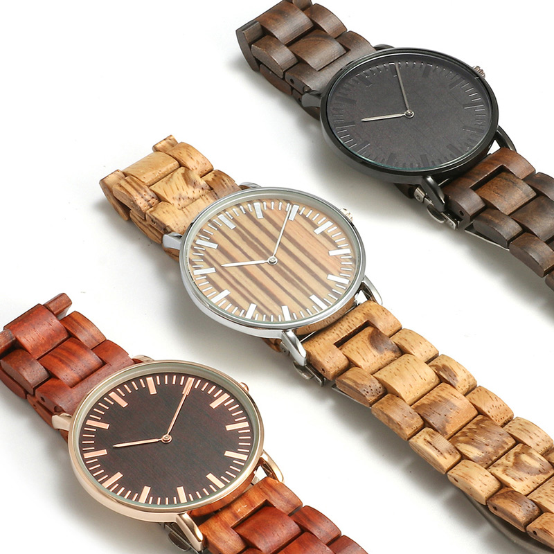Sotiya Simple Zebrawood Sandalwood Quartz Coffee Wooden Watch-Sotiya