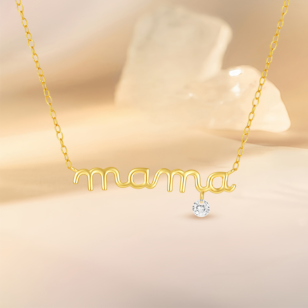 Sotiya Polished Letter Mama Necklace Sterling Silver-Sotiya