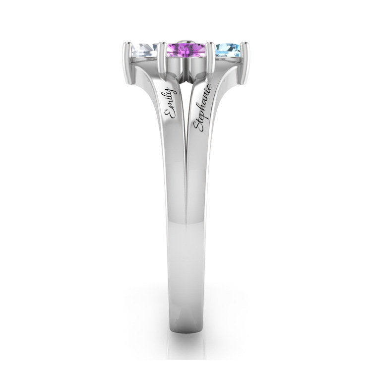 Sotiya Heart-Shaped Four-Leaf Clover Design Customized 12 Birthstone Engagement Ring Sterling Silver-Sotiya