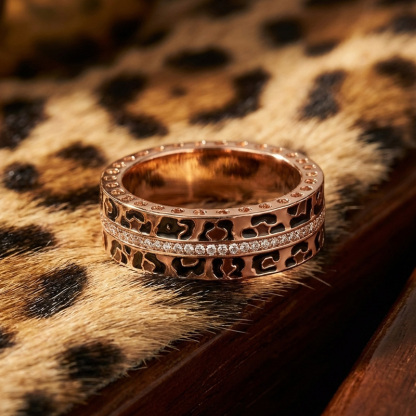 Sotiya Leopard Print Coffee Unisex Eternity Ring Sterling Silver-Sotiya