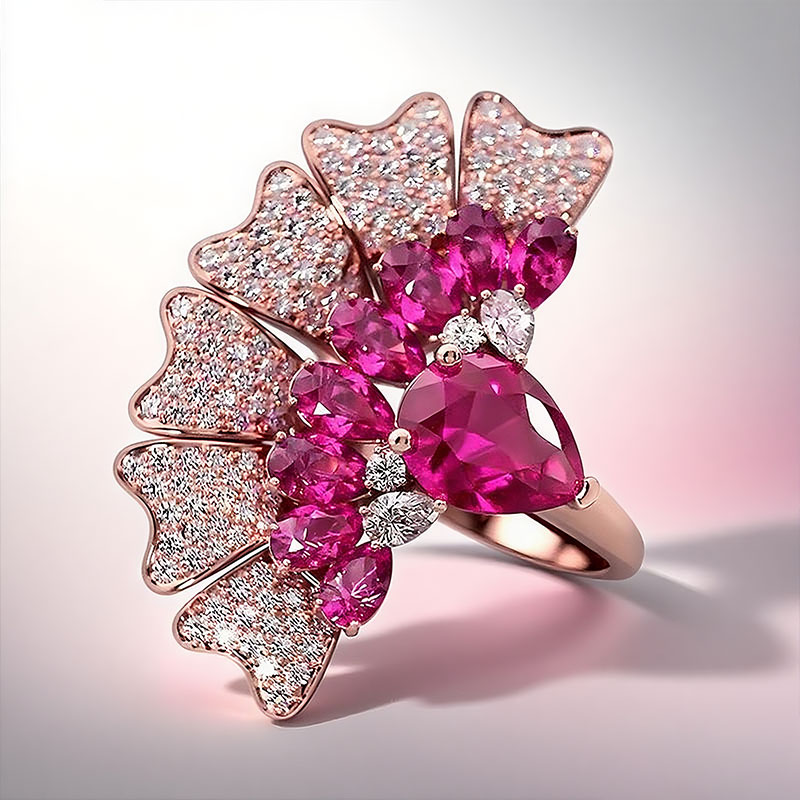 Sotiya Peacock Inspired Pear Cut Cocktail Ring Sterling Silver-Sotiya