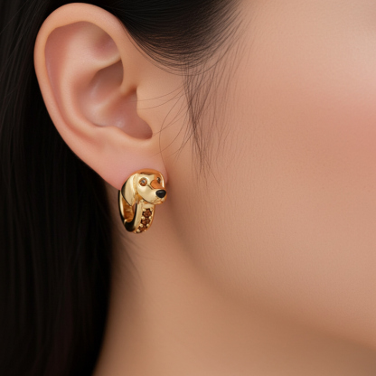 Sotiya Dachshund Coffee Hoop Earrings-Sotiya