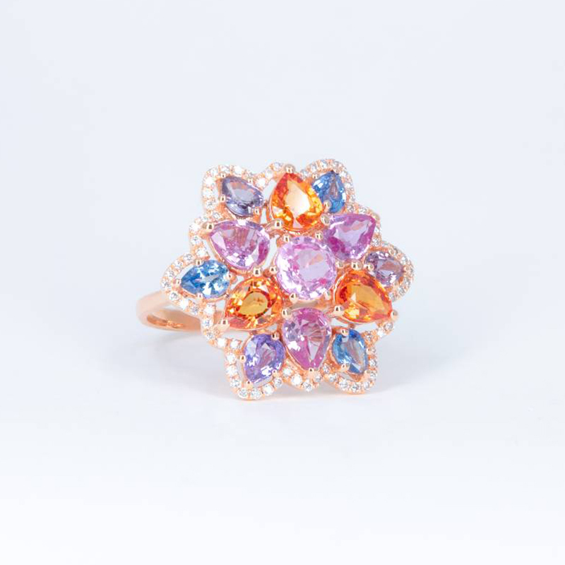 Sotiya Multi Color Flower Cocktail Ring Sterling Silver-Sotiya