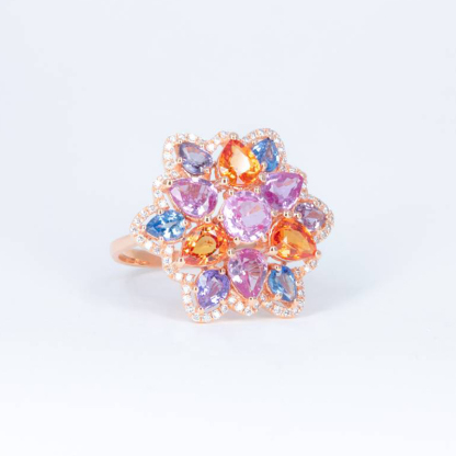 Sotiya Multi Color Flower Cocktail Ring Sterling Silver-Sotiya
