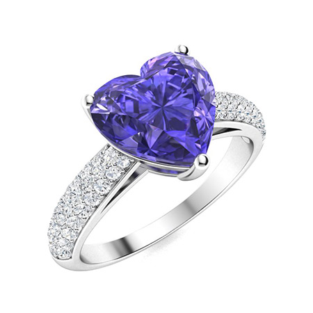 Sotiya Customizable 12 Birthstone Curved Pave Heart-Cut London Blue Topaz Engagement Ring Sterling Silver-Sotiya