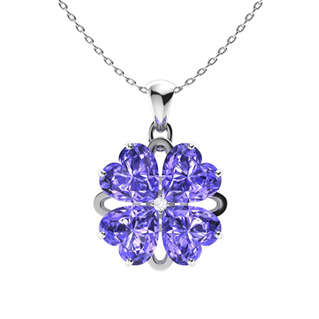 Sotiya Customizable 12 Birthstones Four Leaf Clover Flower Heart Cut Necklace Sterling Silver-Sotiya