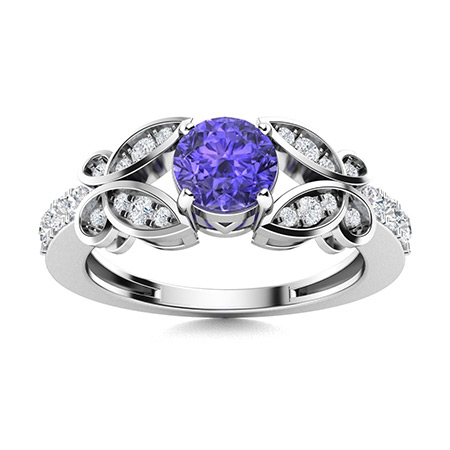 Sotiya Customizable 12 Birthstone Butterfly Round Cut Engagement Ring Sterling Silver