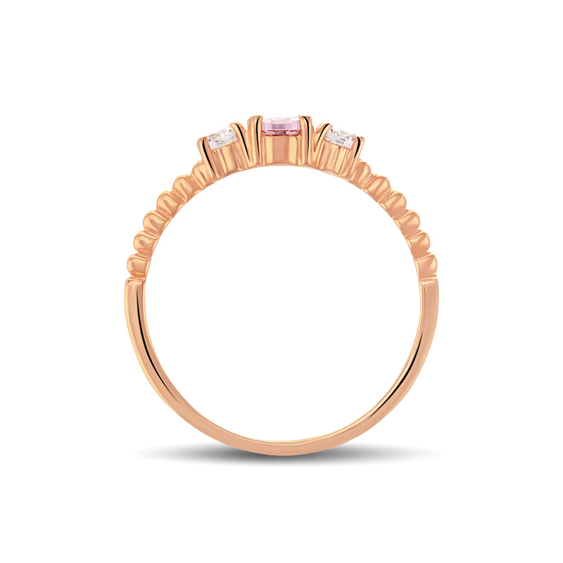 Sotiya Three Stone Rose Gold Tone Promise Ring Sterling Silver