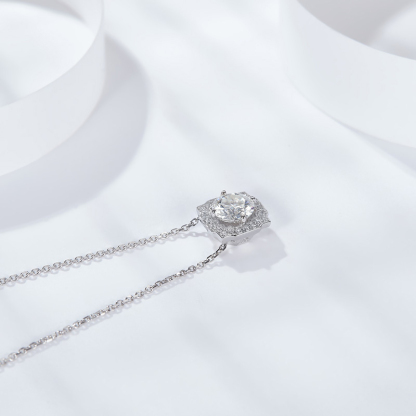 Sotiya Belle Geometry Round Cut Moissanite Necklace Sterling Silver-Sotiya