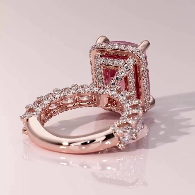 Sotiya Double Halo Sidestone Radiant Cut Engagement Ring Sterling Silver-Sotiya